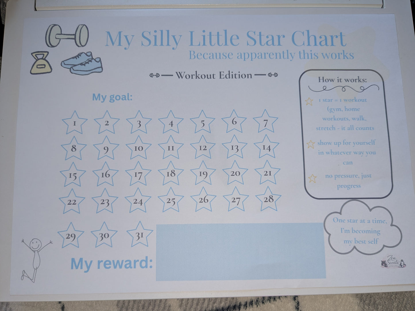 Silly Little Star Chart - Workout Edition
